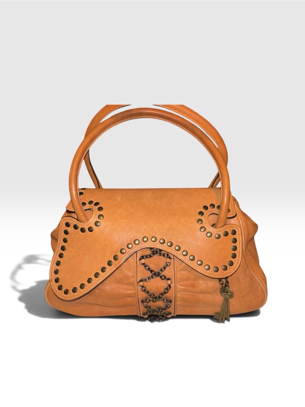 BE&D Classic Garbo Satchel Studded Leather with keys